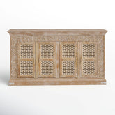 Indian Handmade Solid Wood 4 Door Carved Sideboard